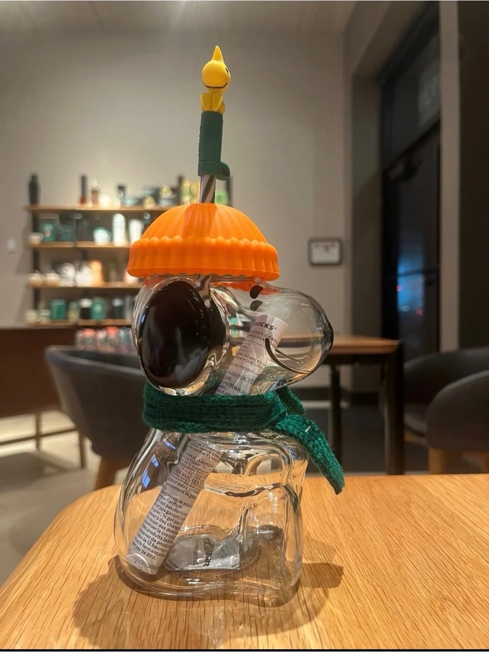 Starbucks Snoopy cup Peanuts bear glass cup mug Bearista